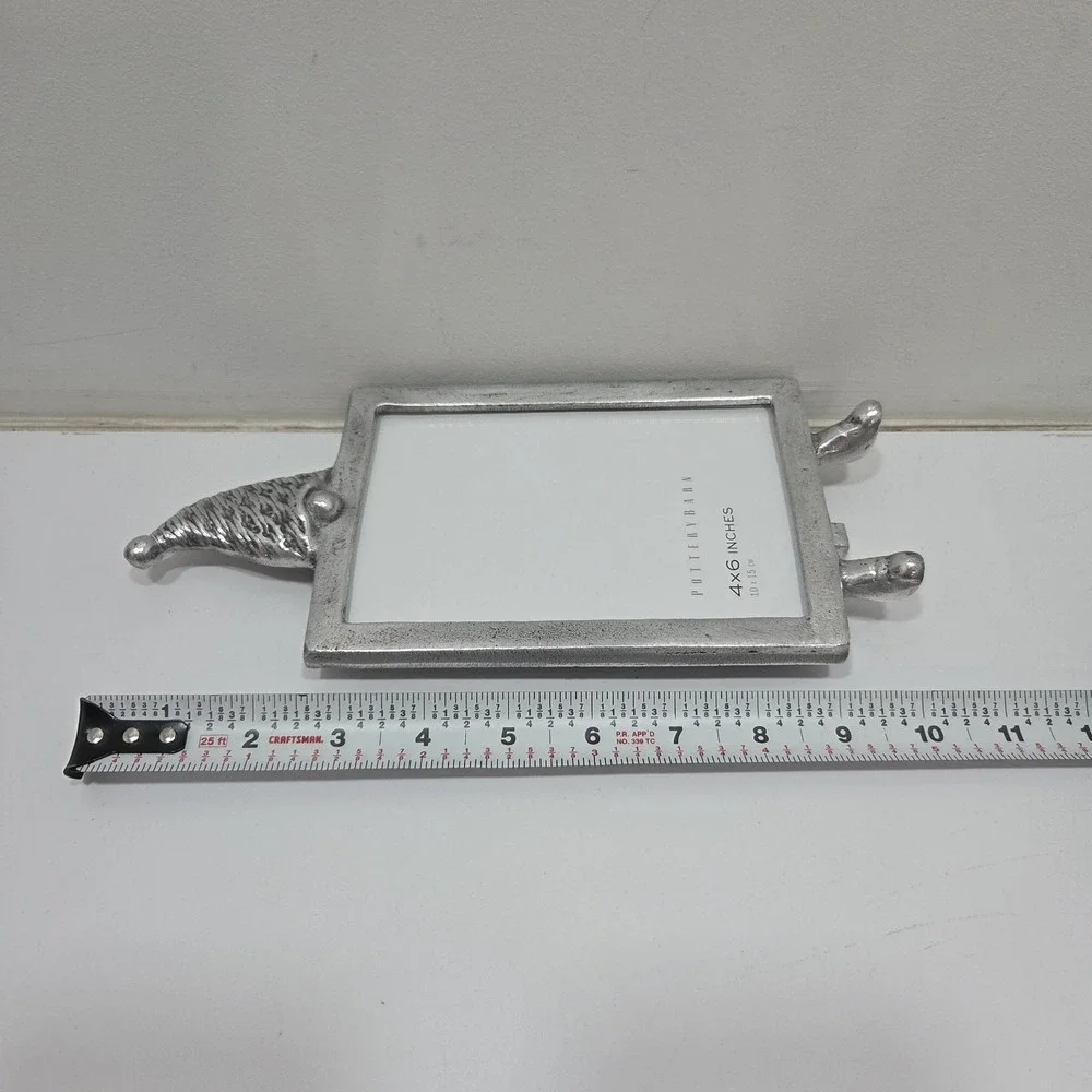 Pottery Barn Gnome Elf Picture Frame Silver Metal 4x6